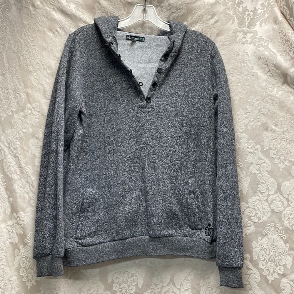 Ezekiel Large Hooded Sweatshirt with button collar and pockets GUC